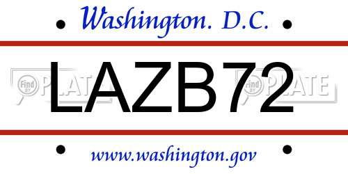 LAZB72 District Of Columbia License Plate