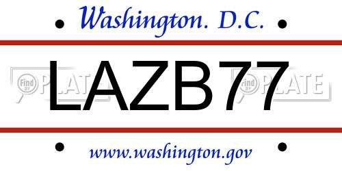 LAZB77 District Of Columbia License Plate