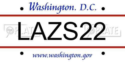 LAZS22 District Of Columbia License Plate