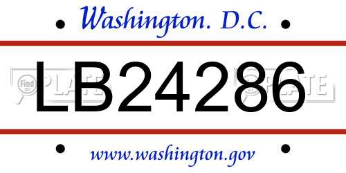 LB24286 District Of Columbia License Plate