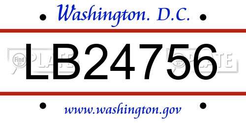 LB24756 District Of Columbia License Plate