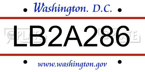 LB2A286 District Of Columbia License Plate