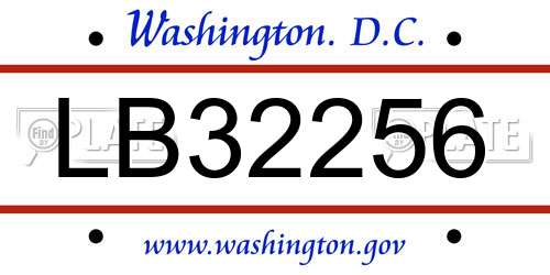 LB32256 District Of Columbia License Plate
