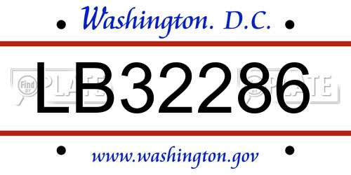 LB32286 District Of Columbia License Plate