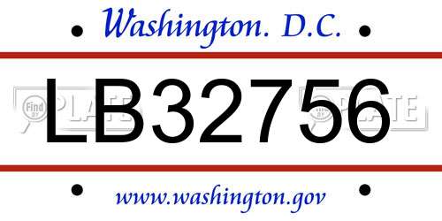 LB32756 District Of Columbia License Plate