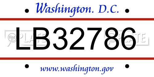 LB32786 District Of Columbia License Plate