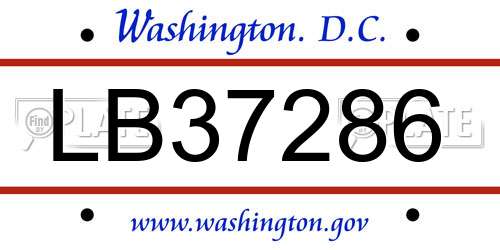 LB37286 District Of Columbia License Plate