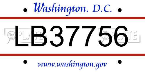 LB37756 District Of Columbia License Plate
