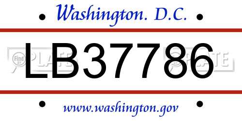 LB37786 District Of Columbia License Plate