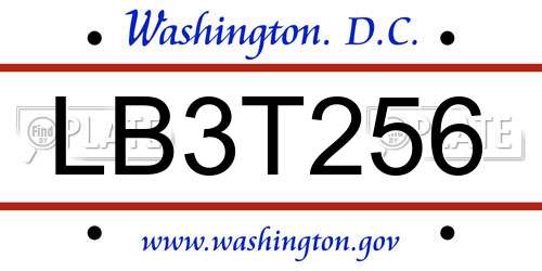 LB3T256 District Of Columbia License Plate