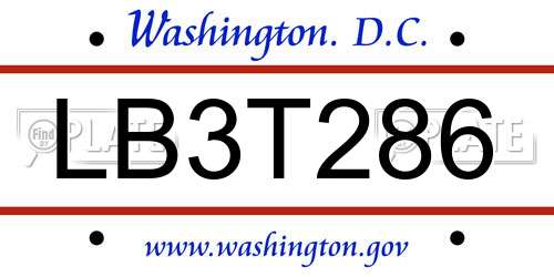 LB3T286 District Of Columbia License Plate