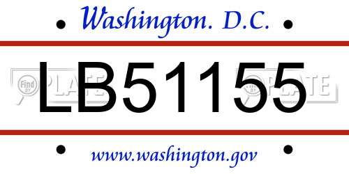 LB51155 District Of Columbia License Plate