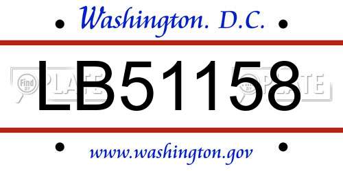 LB51158 District Of Columbia License Plate