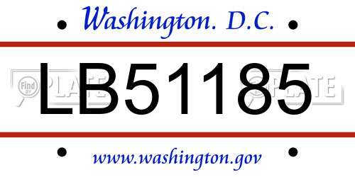 LB51185 District Of Columbia License Plate