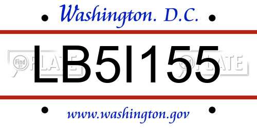 LB5I155 District Of Columbia License Plate