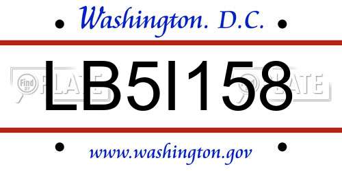 LB5I158 District Of Columbia License Plate