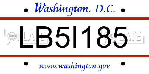 LB5I185 District Of Columbia License Plate