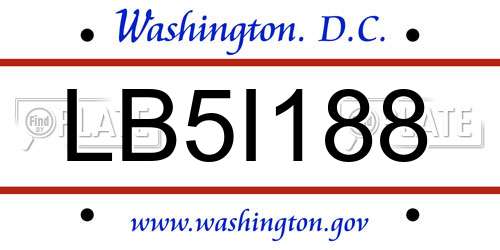 LB5I188 District Of Columbia License Plate