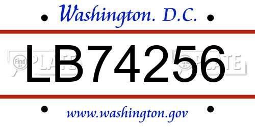 LB74256 District Of Columbia License Plate