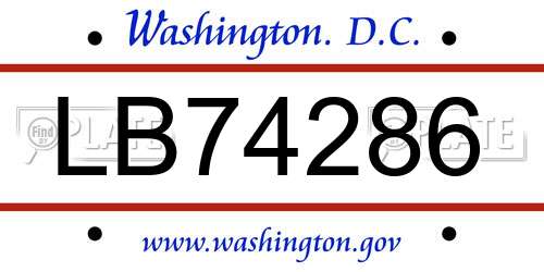 LB74286 District Of Columbia License Plate
