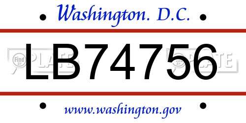 LB74756 District Of Columbia License Plate