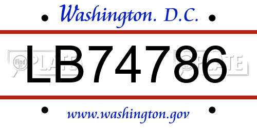 LB74786 District Of Columbia License Plate