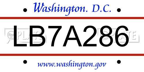 LB7A286 District Of Columbia License Plate