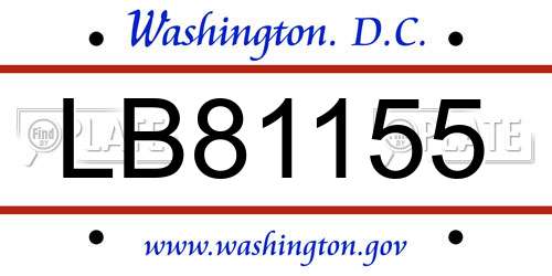 LB81155 District Of Columbia License Plate