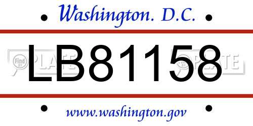 LB81158 District Of Columbia License Plate
