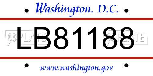 LB81188 District Of Columbia License Plate