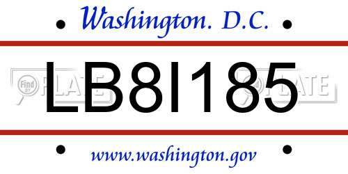 LB8I185 District Of Columbia License Plate