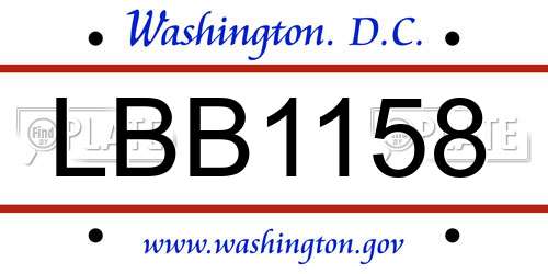 LBB1158 District Of Columbia License Plate