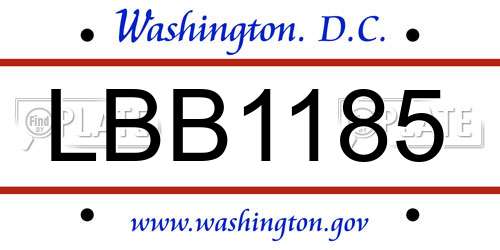 LBB1185 District Of Columbia License Plate