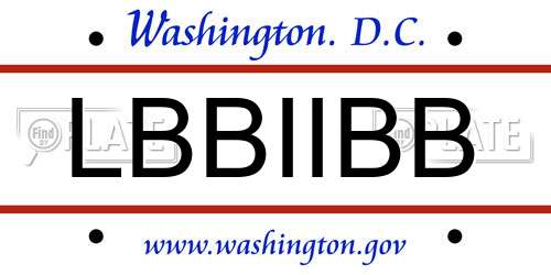LBBIIBB District Of Columbia License Plate
