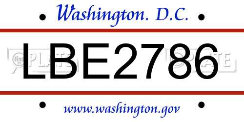 LBE2786 District Of Columbia License Plate