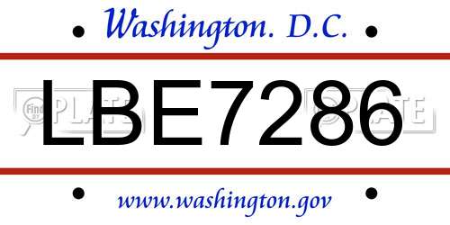LBE7286 District Of Columbia License Plate