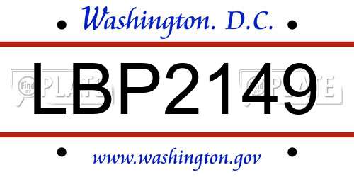 LBP2149 District Of Columbia License Plate