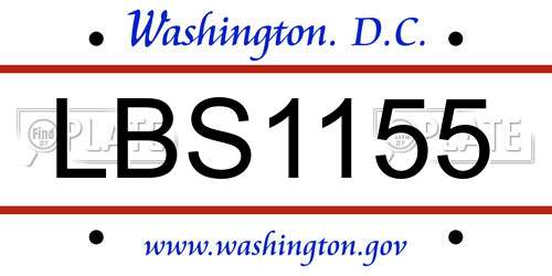 LBS1155 District Of Columbia License Plate