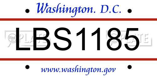 LBS1185 District Of Columbia License Plate