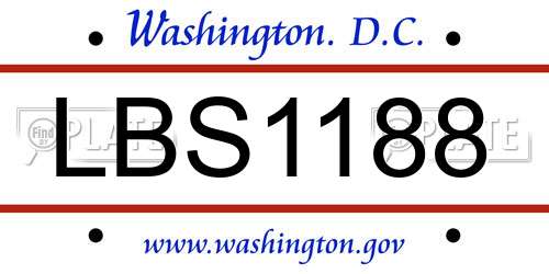 LBS1188 District Of Columbia License Plate