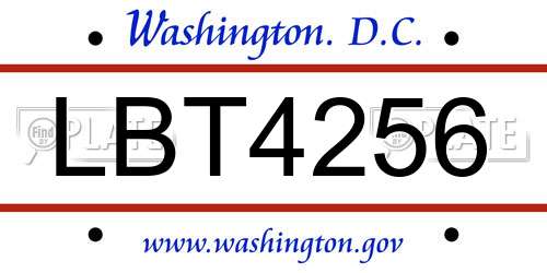 LBT4256 District Of Columbia License Plate
