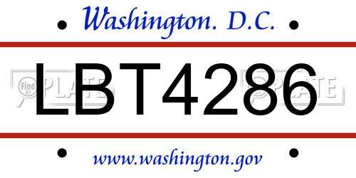 LBT4286 District Of Columbia License Plate