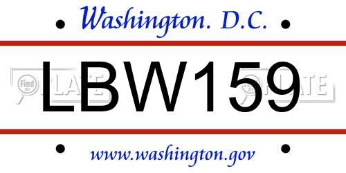 LBW159 District Of Columbia License Plate