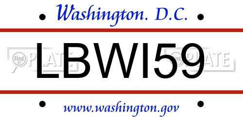 LBWI59 District Of Columbia License Plate