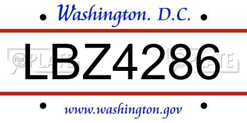LBZ4286 District Of Columbia License Plate