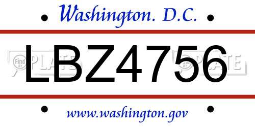 LBZ4756 District Of Columbia License Plate