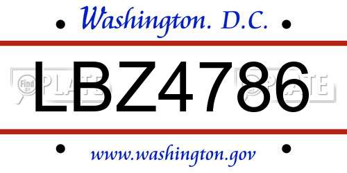 LBZ4786 District Of Columbia License Plate