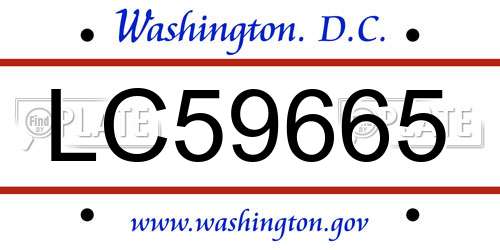 LC59665 District Of Columbia License Plate
