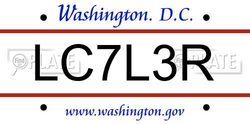 LC7L3R District Of Columbia License Plate