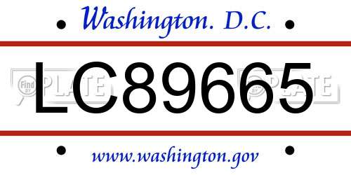 LC89665 District Of Columbia License Plate